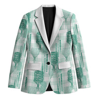 Aloha Hawaii Vintage Kahili Pa'a Lima Blazer Palaka Print Mossy Teal