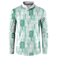 Aloha Hawaii Vintage Kahili Pa'a Lima Button Sweatshirt Palaka Print Mossy Teal