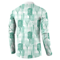 Aloha Hawaii Vintage Kahili Pa'a Lima Button Sweatshirt Palaka Print Mossy Teal