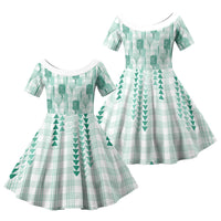Aloha Hawaii Vintage Kahili Pa'a Lima Family Matching Mermaid Dress and Hawaiian Shirt Palaka Print Mossy Teal