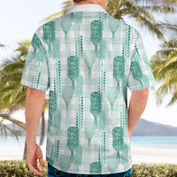 Aloha Hawaii Vintage Kahili Pa'a Lima Hawaiian Shirt Palaka Print Mossy Teal