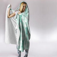 Aloha Hawaii Vintage Kahili Pa'a Lima Hooded Blanket Palaka Print Mossy Teal