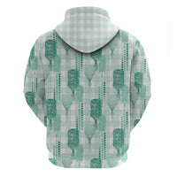 Aloha Hawaii Vintage Kahili Pa'a Lima Hoodie Palaka Print Mossy Teal