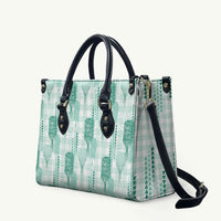 Aloha Hawaii Vintage Kahili Pa'a Lima Leather Bag Palaka Print Mossy Teal