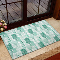 Aloha Hawaii Vintage Kahili Pa'a Lima Rubber Doormat Palaka Print Mossy Teal