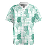 Aloha Hawaii Vintage Kahili Pa'a Lima Rugby Jersey Palaka Print Mossy Teal