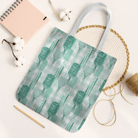 Aloha Hawaii Vintage Kahili Pa'a Lima Tote Bag Palaka Print Mossy Teal