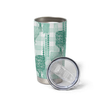 Aloha Hawaii Vintage Kahili Pa'a Lima Tumbler Cup Palaka Print Mossy Teal