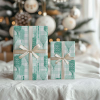 Aloha Hawaii Vintage Kahili Pa'a Lima Wrapping Paper Palaka Print Mossy Teal