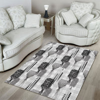 Aloha Hawaii Vintage Kahili Pa'a Lima Area Rug Palaka Print Hinahina