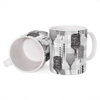 Aloha Hawaii Vintage Kahili Pa'a Lima Ceramic Mug Palaka Print Hinahina