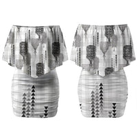 Aloha Hawaii Vintage Kahili Pa'a Lima Family Matching Off Shoulder Short Dress and Hawaiian Shirt Palaka Print Hinahina