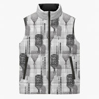 Aloha Hawaii Vintage Kahili Pa'a Lima Sleeveless Puffer Jacket Palaka Print Hinahina
