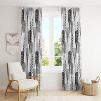 Aloha Hawaii Vintage Kahili Pa'a Lima Window Curtain Palaka Print Hinahina