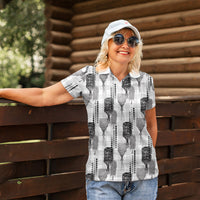 Aloha Hawaii Vintage Kahili Pa'a Lima Women Polo Shirt Palaka Print Hinahina