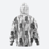 Aloha Hawaii Vintage Kahili Pa'a Lima Zip Hoodie Palaka Print Hinahina