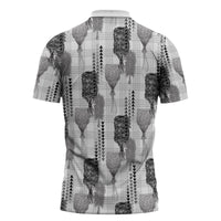 Aloha Hawaii Vintage Kahili Pa'a Lima Zipper Polo Shirt Palaka Print Hinahina