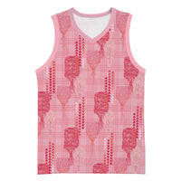 Aloha Hawaii Vintage Kahili Pa'a Lima Basketball Jersey Palaka Print Berry Pink