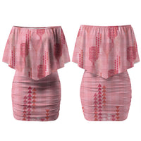 Aloha Hawaii Vintage Kahili Pa'a Lima Couples Matching Off Shoulder Short Dress and Hawaiian Shirt Palaka Print Berry Pink