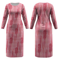 Aloha Hawaii Vintage Kahili Pa'a Lima Family Matching Long Sleeve Bodycon Dress and Hawaiian Shirt Palaka Print Berry Pink