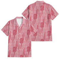 Aloha Hawaii Vintage Kahili Pa'a Lima Family Matching Off The Shoulder Long Sleeve Dress and Hawaiian Shirt Palaka Print Berry Pink