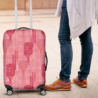 Aloha Hawaii Vintage Kahili Pa'a Lima Luggage Cover Palaka Print Berry Pink