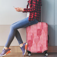 Aloha Hawaii Vintage Kahili Pa'a Lima Luggage Cover Palaka Print Berry Pink