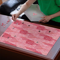 Aloha Hawaii Vintage Kahili Pa'a Lima Puzzle Palaka Print Berry Pink