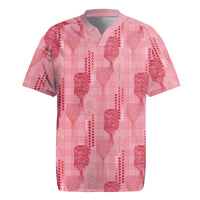 Aloha Hawaii Vintage Kahili Pa'a Lima Rugby Jersey Palaka Print Berry Pink