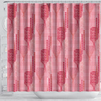 Aloha Hawaii Vintage Kahili Pa'a Lima Shower Curtain Palaka Print Berry Pink