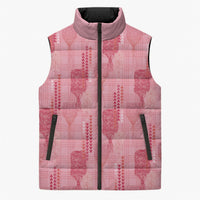 Aloha Hawaii Vintage Kahili Pa'a Lima Sleeveless Puffer Jacket Palaka Print Berry Pink
