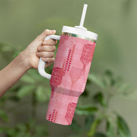 Aloha Hawaii Vintage Kahili Pa'a Lima Tumbler With Handle Palaka Print Berry Pink