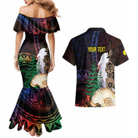 New Caledonia Kanaky Personalized Couples Matching Mermaid Dress and Hawaiian Shirt Kagu Bird Emblem LT7 - Polynesian Pride