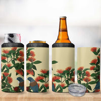 New Zealand Christmas 4 in 1 Can Cooler Tumbler Romantic Tui Birds on Pohutukawa - Ivory LT7 - Polynesian Pride