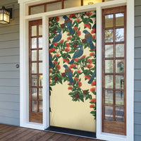 New Zealand Christmas Door Cover Romantic Tui Birds on Pohutukawa - Ivory LT7 - Polynesian Pride