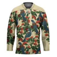 New Zealand Christmas Hockey Jersey Romantic Tui Birds on Pohutukawa - Ivory LT7 Unisex Ivory - Polynesian Pride