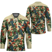 New Zealand Christmas Hockey Jersey Romantic Tui Birds on Pohutukawa - Ivory LT7 - Polynesian Pride