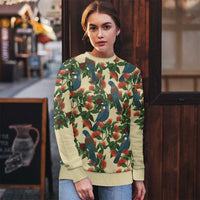 New Zealand Christmas Ugly Christmas Sweater Romantic Tui Birds on Pohutukawa - Ivory LT7 - Polynesian Pride