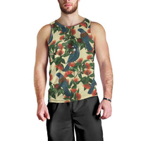 New Zealand Christmas Men Tank Top Romantic Tui Birds on Pohutukawa - Ivory LT7 - Polynesian Pride
