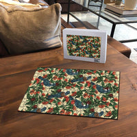 New Zealand Christmas Puzzle Romantic Tui Birds on Pohutukawa - Ivory - Polynesian Pride
