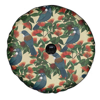 New Zealand Christmas Spare Tire Cover Romantic Tui Birds on Pohutukawa - Ivory LT7 - Polynesian Pride