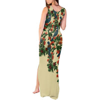 New Zealand Christmas Tank Maxi Dress Romantic Tui Birds on Pohutukawa - Ivory LT7 - Polynesian Pride