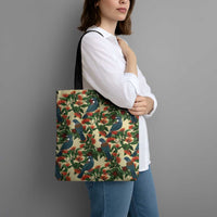 New Zealand Christmas Tote Bag Romantic Tui Birds on Pohutukawa - Ivory LT7 - Polynesian Pride
