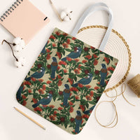 New Zealand Christmas Tote Bag Romantic Tui Birds on Pohutukawa - Ivory LT7 White Strap One Size Ivory - Polynesian Pride