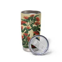 New Zealand Christmas Tumbler Cup Romantic Tui Birds on Pohutukawa - Ivory LT7 - Polynesian Pride
