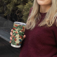 New Zealand Christmas Tumbler Cup Romantic Tui Birds on Pohutukawa - Ivory LT7 - Polynesian Pride