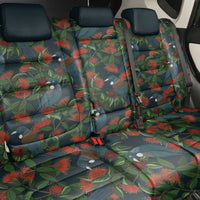 New Zealand Christmas Back Car Seat Cover Romantic Tui Birds on Pohutukawa - Cobalt LT7 - Polynesian Pride