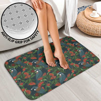 New Zealand Christmas Bathroom Set Romantic Tui Birds on Pohutukawa - Cobalt - Polynesian Pride