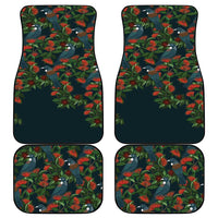 New Zealand Christmas Car Mats Romantic Tui Birds on Pohutukawa - Cobalt LT7 - Polynesian Pride