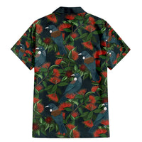 New Zealand Christmas Family Matching Mermaid Dress and Hawaiian Shirt Romantic Tui Birds on Pohutukawa - Cobalt LT7 - Polynesian Pride